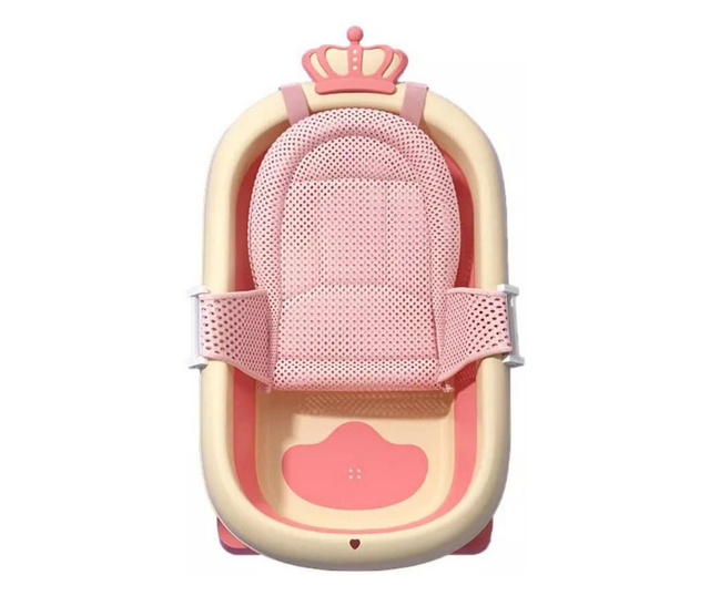 Cadita pentru bebelusi, pliabila, cu 2 perne detasabile incluse, picioare antiderapante, design ergonomic, 25l, roz, cu senzor d