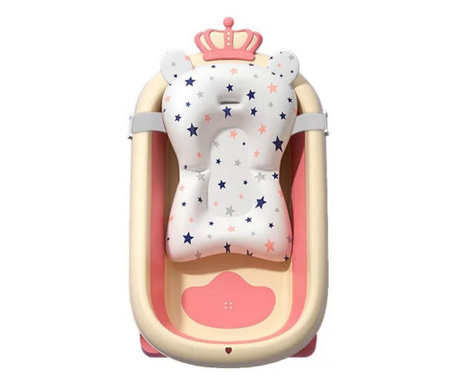 Cadita pentru bebelusi, pliabila, cu perna detasabila inclusa, picioare antiderapante, design ergonomic, 25l, rose, cu senzor de