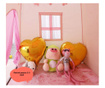 Cort de joaca pentru copii,casuta fetite, roz, cu floricele si lumini, 130x100, buz