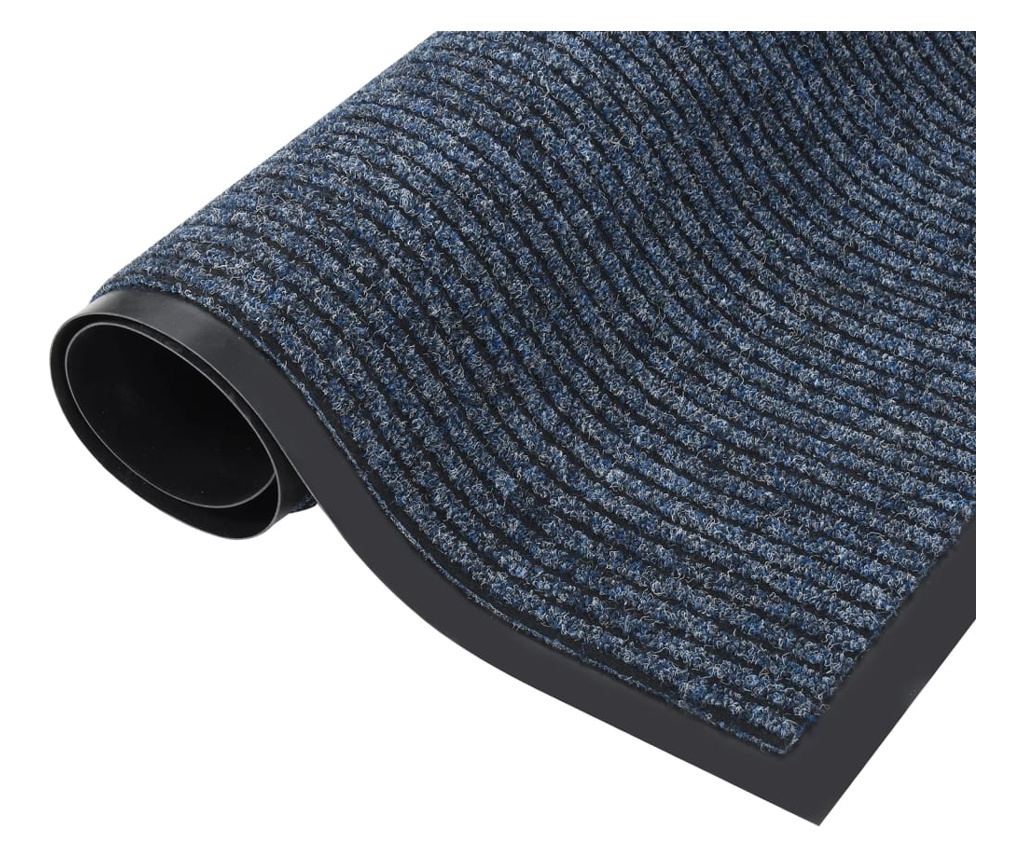 Otirač za vrata, plavi, 80x120 cm, s prugama - 2