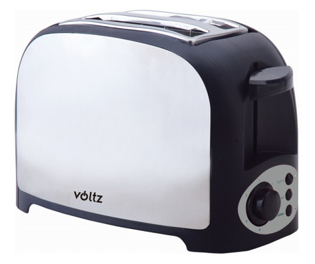 Тостер Voltz V51440D, 750W, За 2 филийки, 7 нива, Тава за трохи, Неръждаема стомана/Черен
