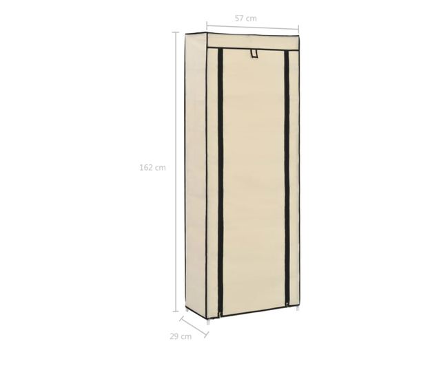Ormarić za cipele s pokrovom od tkanine 57 x 29 x 162 cm krem