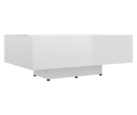 Klubska mizica visok sijaj bela 85x55x31 cm iverna plošča