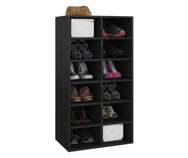 Stalak za cipele sjajni crni 54x34x100,5 cm konstruirano drvo
