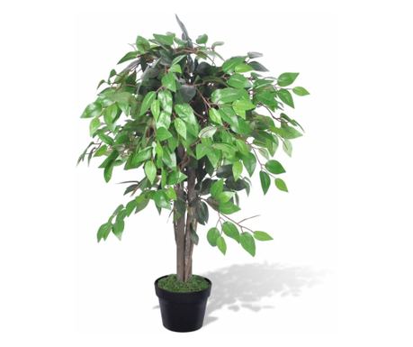 Umělý fikus s přirozeným vzhledem a květináčem, 90 cm