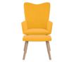Stolica za opuštanje s tabureom, žuta senf, baršun thumbnail 2