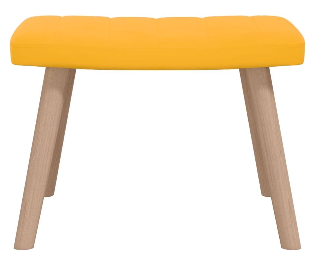 Stolica za opuštanje s tabureom, žuta senf, baršun - 8