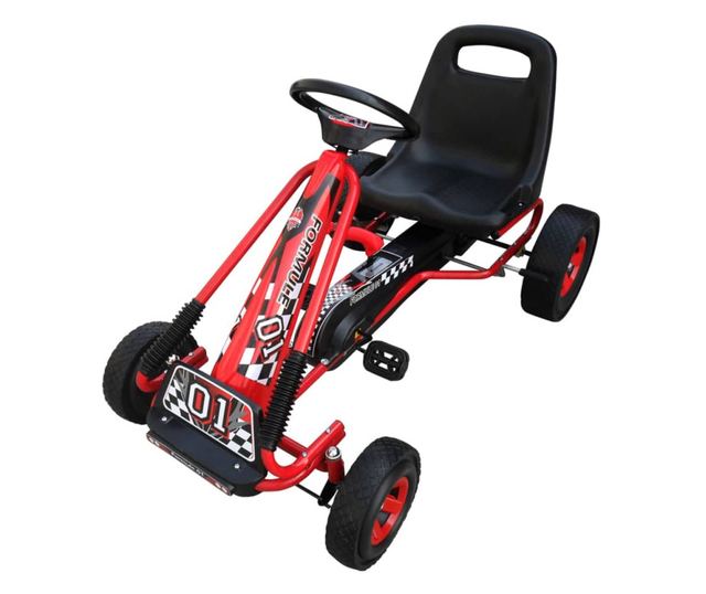 Crveni Go kart s podesivim sjedalom pedalama
