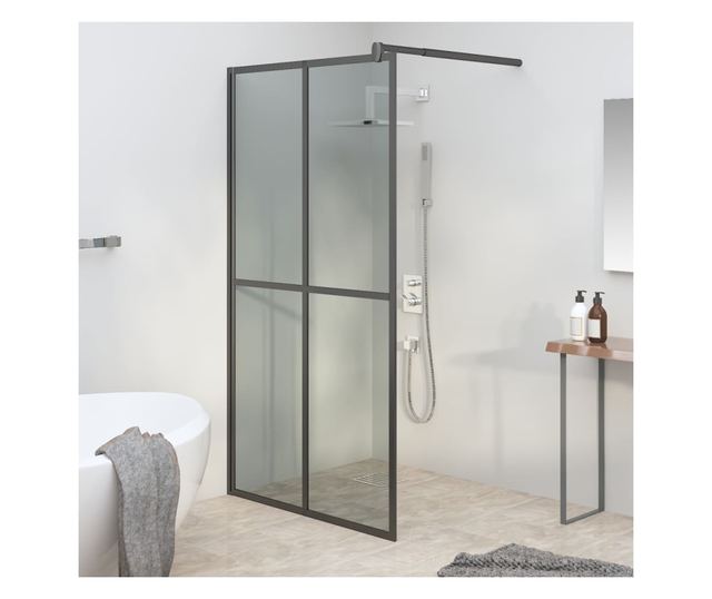 Параван за баня, 118x190 см, тъмно закалено стъкло