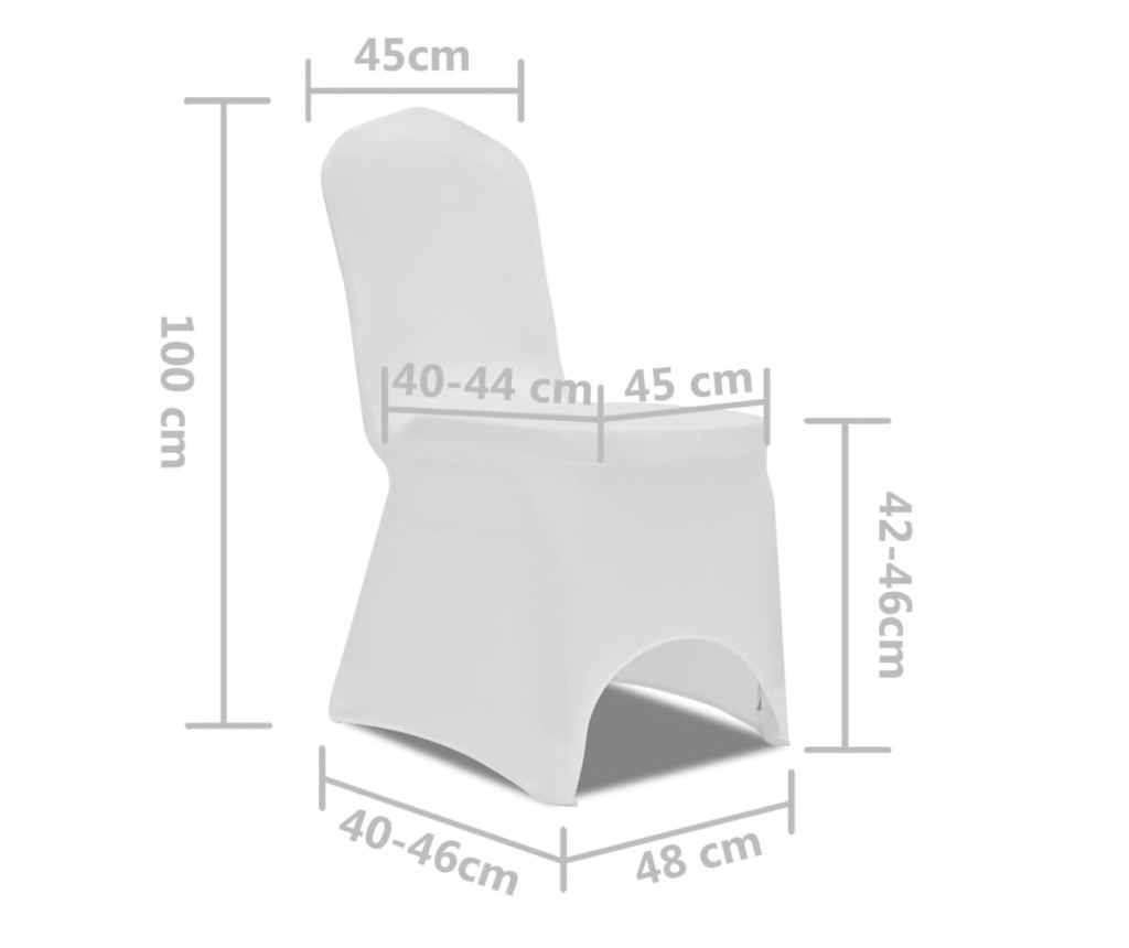 Elastična prevleka za stol, 6 kosov, bela - 8