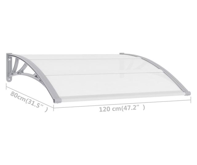 Copertină de ușă, gri și transparent, 120 x 80 cm, PC