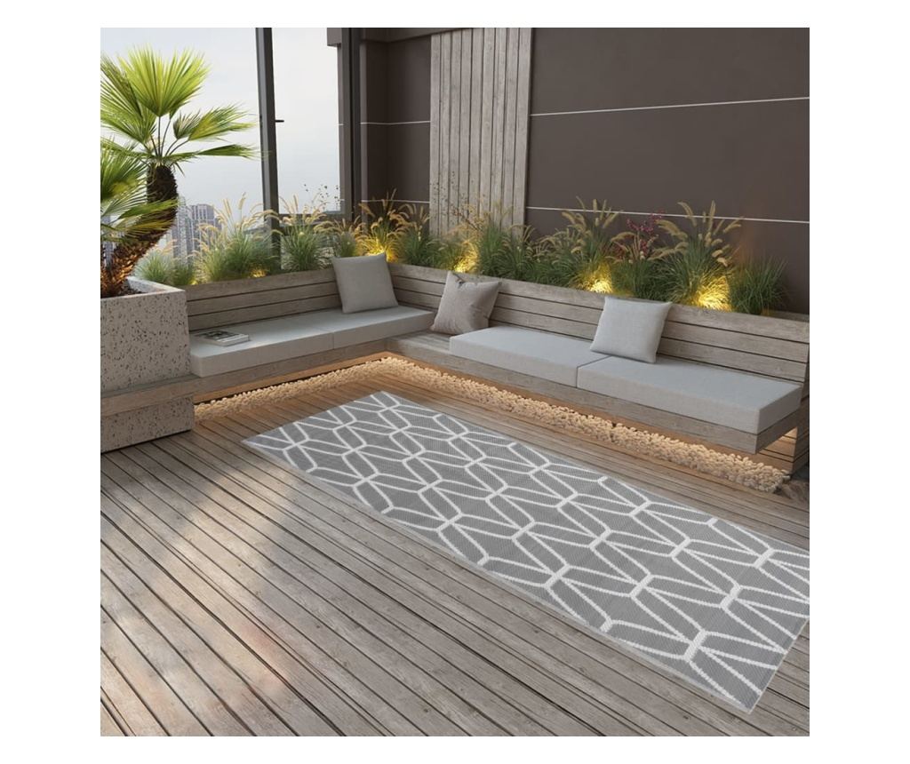 Килим за открито, сив, 80x250 см, PP - 3
