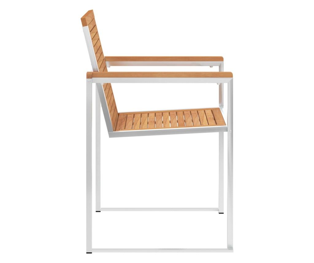 Градински столове, 2 бр., Масивен тик и неръждаема стомана - 4