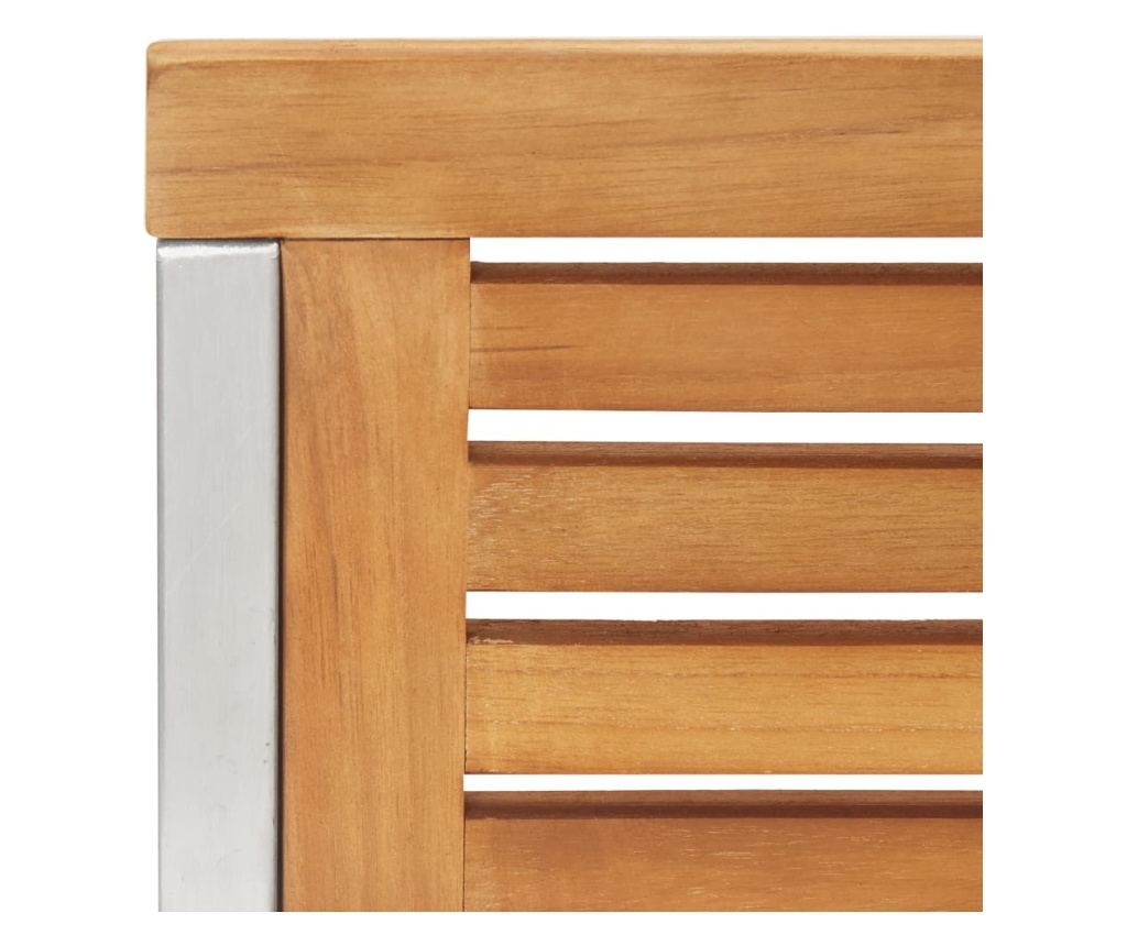 Градински столове, 2 бр., Масивен тик и неръждаема стомана - 6