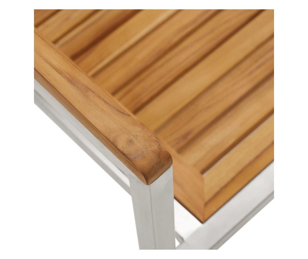 Градински столове, 2 бр., Масивен тик и неръждаема стомана - 7