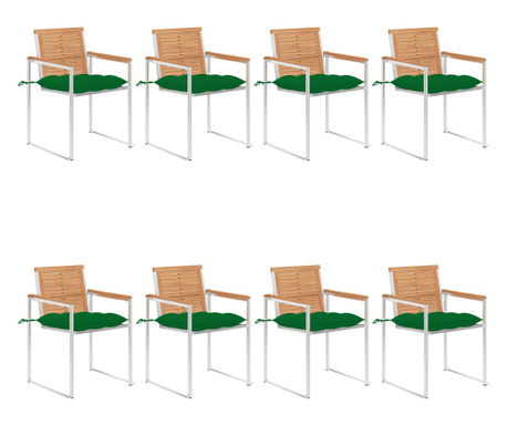 Zahradní židle 8 ks s poduškami masivní teakové dřevo