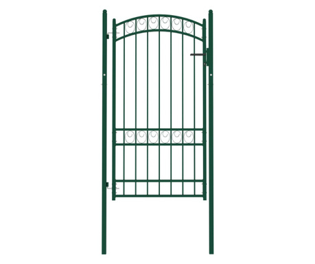 ívelt tetejű zöld acél kerítéskapu 100 x 175 cm