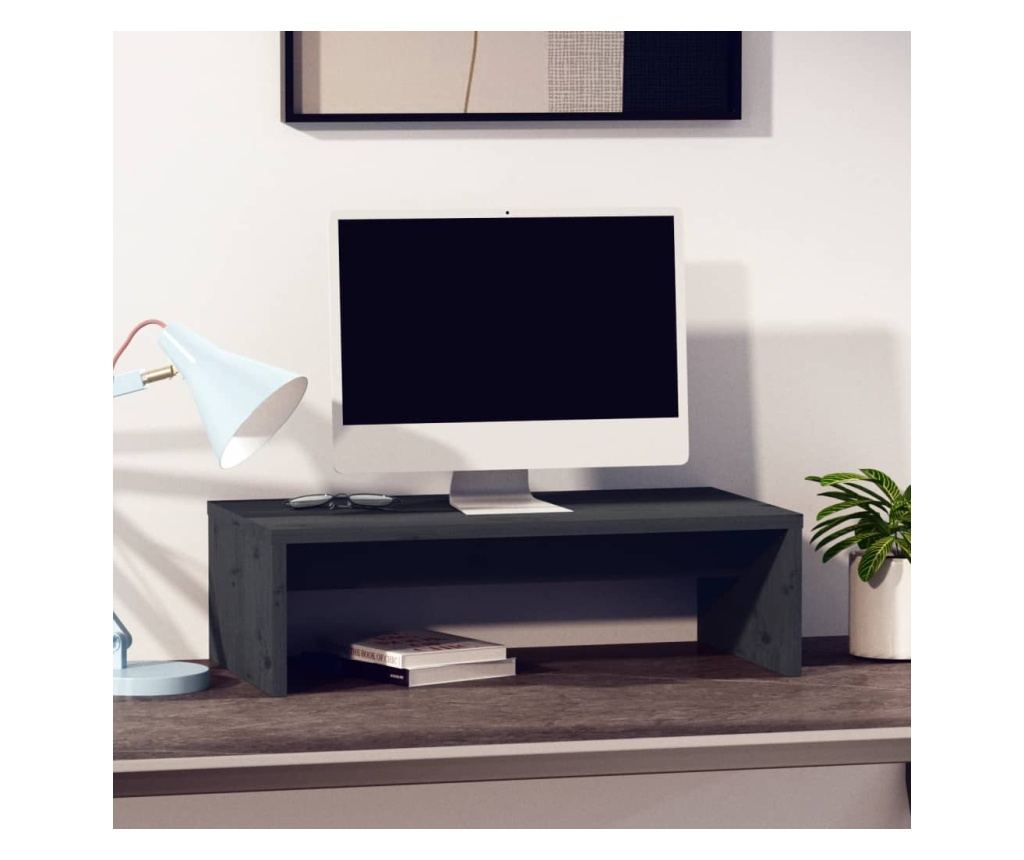 Podloga za monitor, siva, 50x27x15 cm, masivno drvo bora - 3