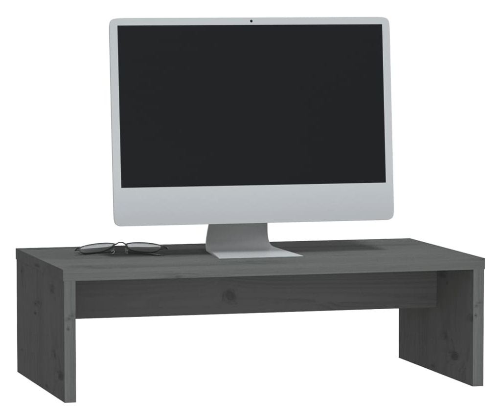 Podloga za monitor, siva, 50x27x15 cm, masivno drvo bora - 4
