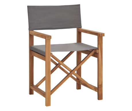 Krzesło reżyserskie, lite drewno tekowe, szare