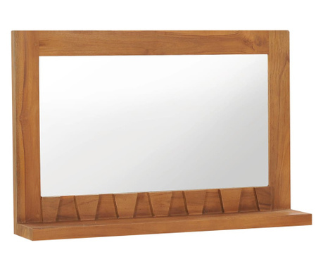 Oglindă de perete cu raft, 60x12x40 cm, lemn masiv de tec