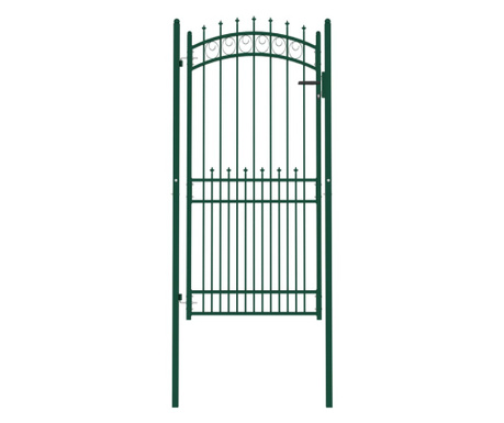 zöld acél kerítéskapu cövekekkel 100 x 200 cm