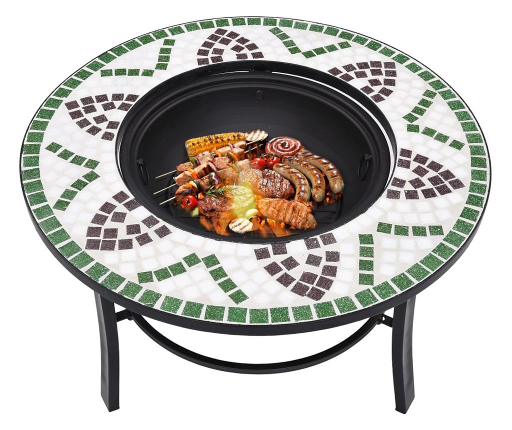 Mozaikno ognjište, zeleno, 68 cm, keramika - 5