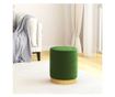 Кръгъл хокер за съхранение, зелен, кадифе