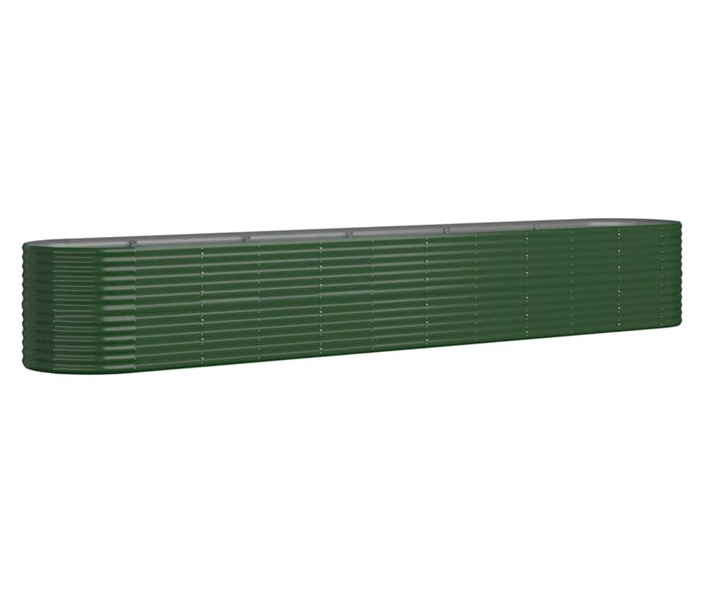 Зелена градинска саксия 440x80x68 см прахово боядисана стомана - 2