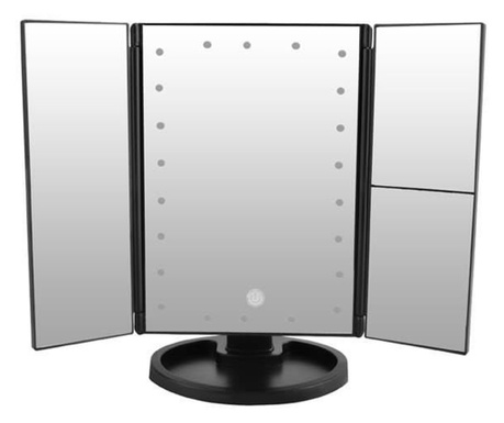 Oglinda pentru Machiaj LED cu Buton Tactil, 22 lumini, marire imagine 2x si 3x, Cu Picior