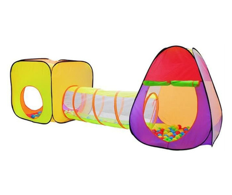 Cort si spatiu de joaca pentru copii, 3 in 1, 200 bile colorate