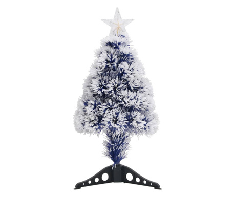 fehér és kék száloptikás műkarácsonyfa LED fénnyel 64 cm