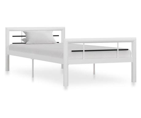 Rama łóżka, biało-czarna, metalowa, 100 x 200 cm