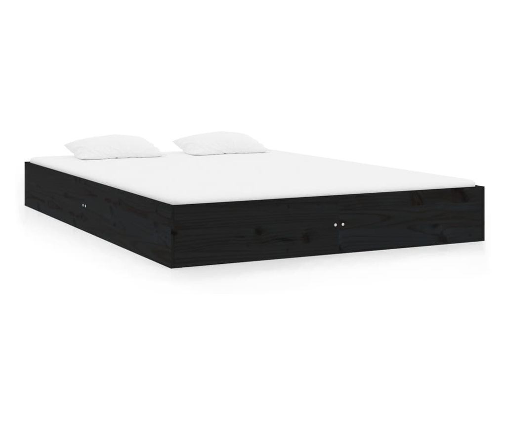 Postelja, črna, 140x200 cm, masivno leseno - 2