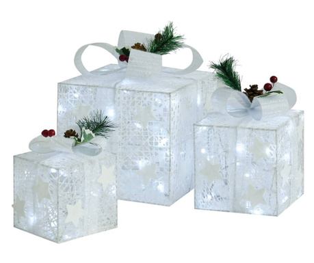Κουτιά Δώρων Χριστουγεννιάτικα Εξωτ./Εσωτ. Χώρου 3 τεμ. Ασημί