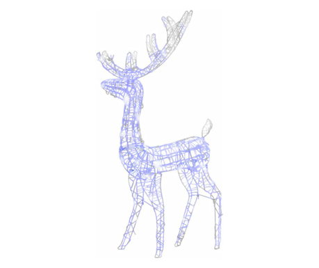 Коледна украса елен, акрил, 140 LED, 128 см, син