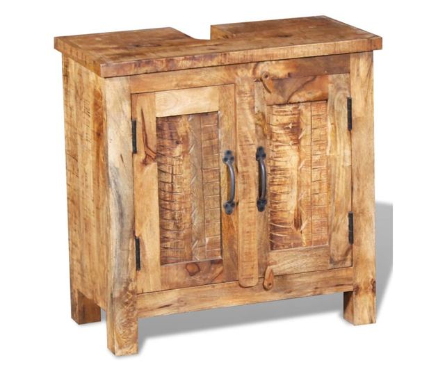 Dulap de chiuvetă cu oglindă din lemn masiv de mango