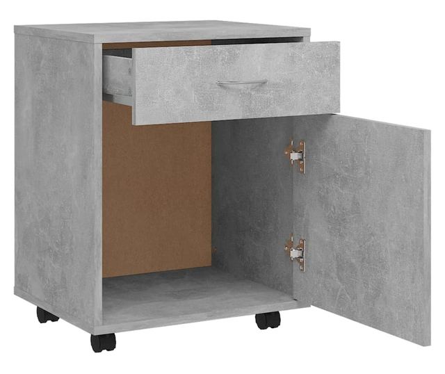 betonszürke forgácslap kerekes szekrény 45 x 38 x 54 cm