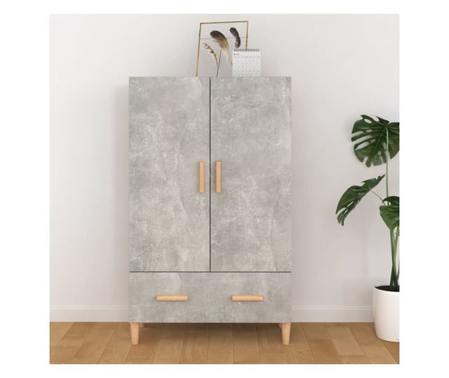 Dulap înalt, gri beton, 70x31x115 cm, lemn prelucrat