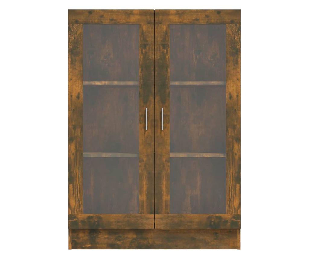 füstös tölgyszínű szerelt fa vitrinszekrény 82,5x30,5x115 cm - 12