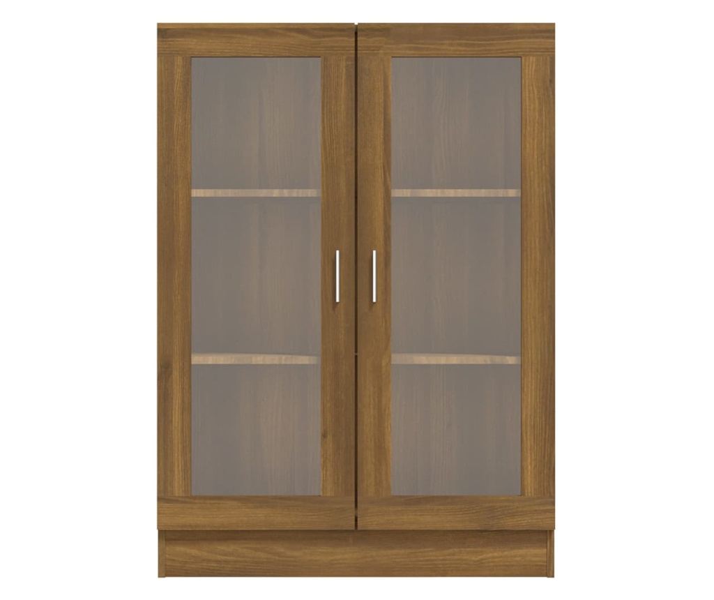 barna tölgyszínű szerelt fa vitrinszekrény 82,5x30,5x115 cm - 11