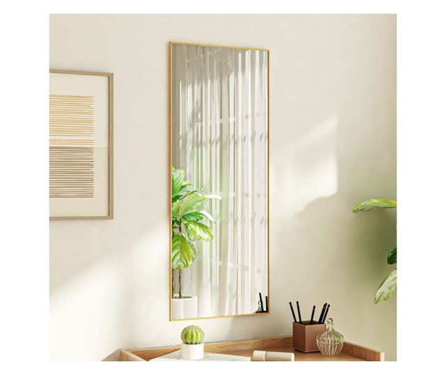 Ogledalo za vrata zlatno 40 x 100 cm od stakla i aluminija