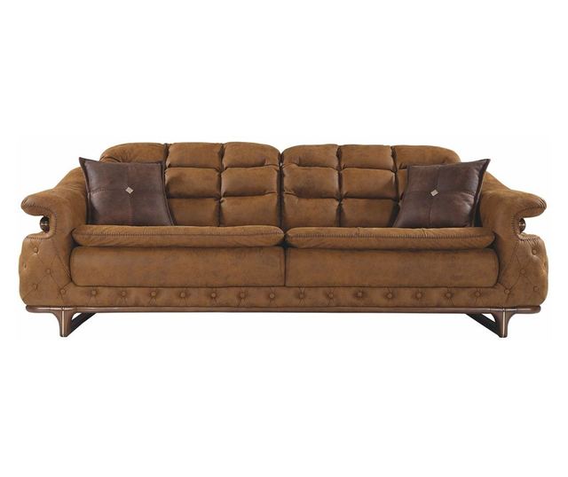 Canapea Lux Bugatti, Nabuc maro, lungime 226cm, latime 96cm, inaltime 82cm