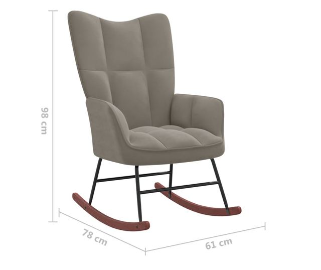 Stolica za ljuljanje, svijetlo siva, baršunasta