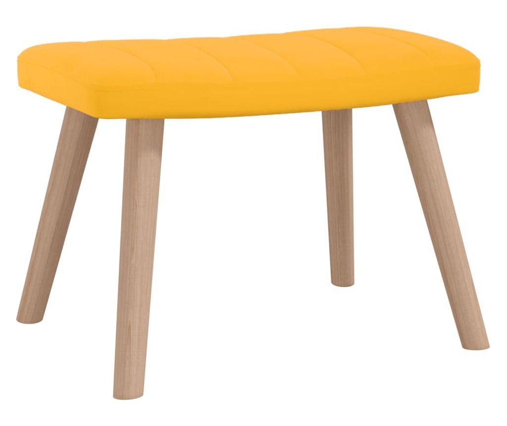 Stolica za opuštanje s tabureom, žuta senf, baršun - 7