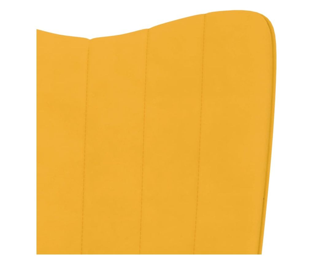 Stolica za opuštanje s tabureom, žuta senf, baršun - 9