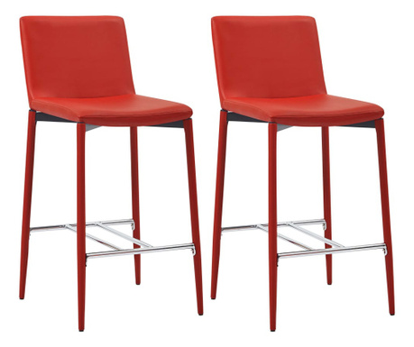 Krzesła barowe, 2 szt., czerwone, sztuczna skóra