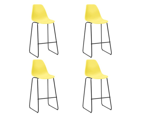 Krzesła barowe, 4 szt., żółte, plastik