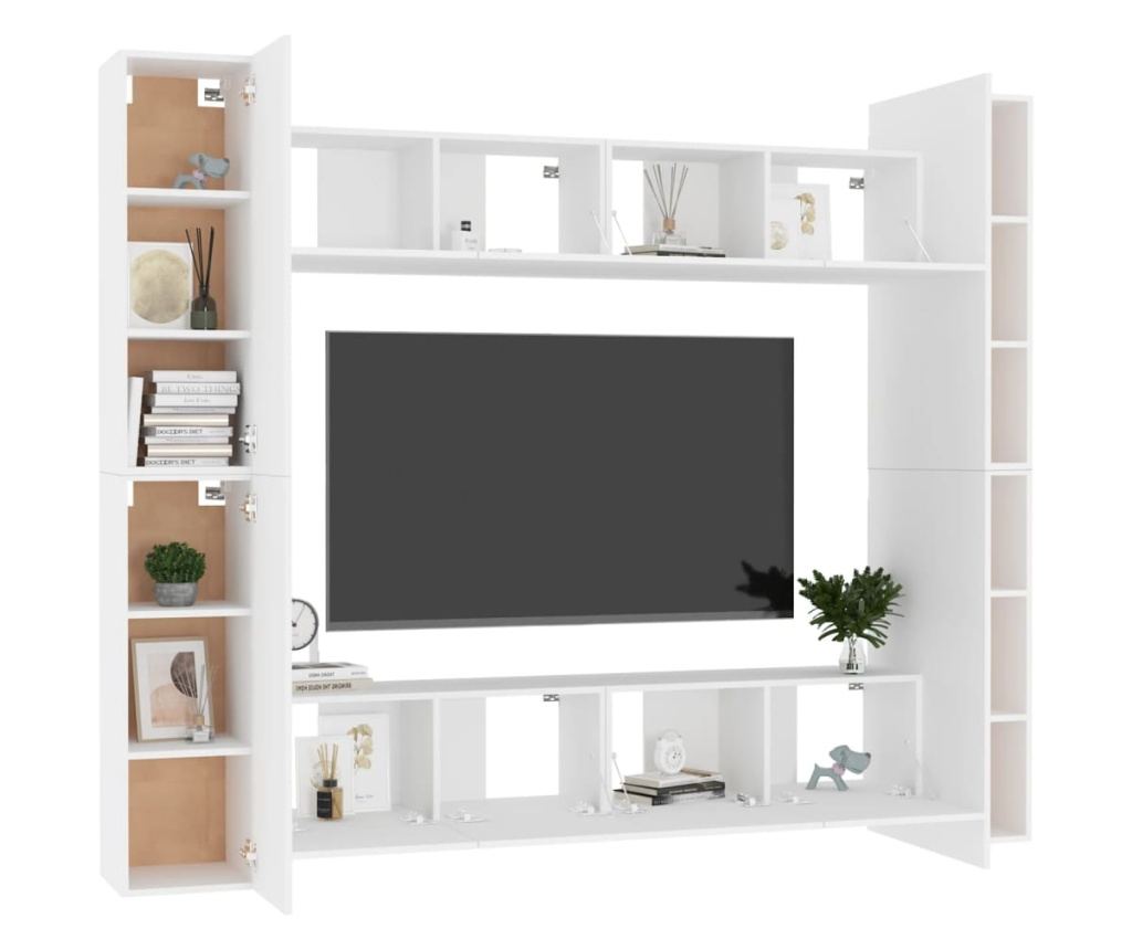 Set TV ormarića, 8 komada, bijeli, iverica - 3