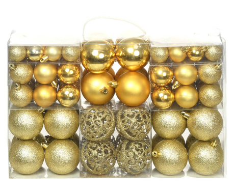 Božično novoletne kroglice 100-delni komplet 3/4/6 cm zlate
